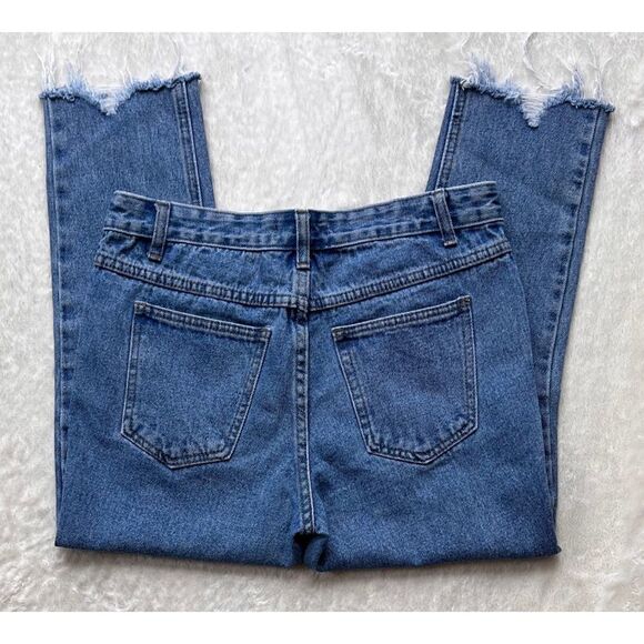 MUSELOOKS High Rise Distressed Raw Hem Cropped Jeans, Size Small - Picture 12 of 14